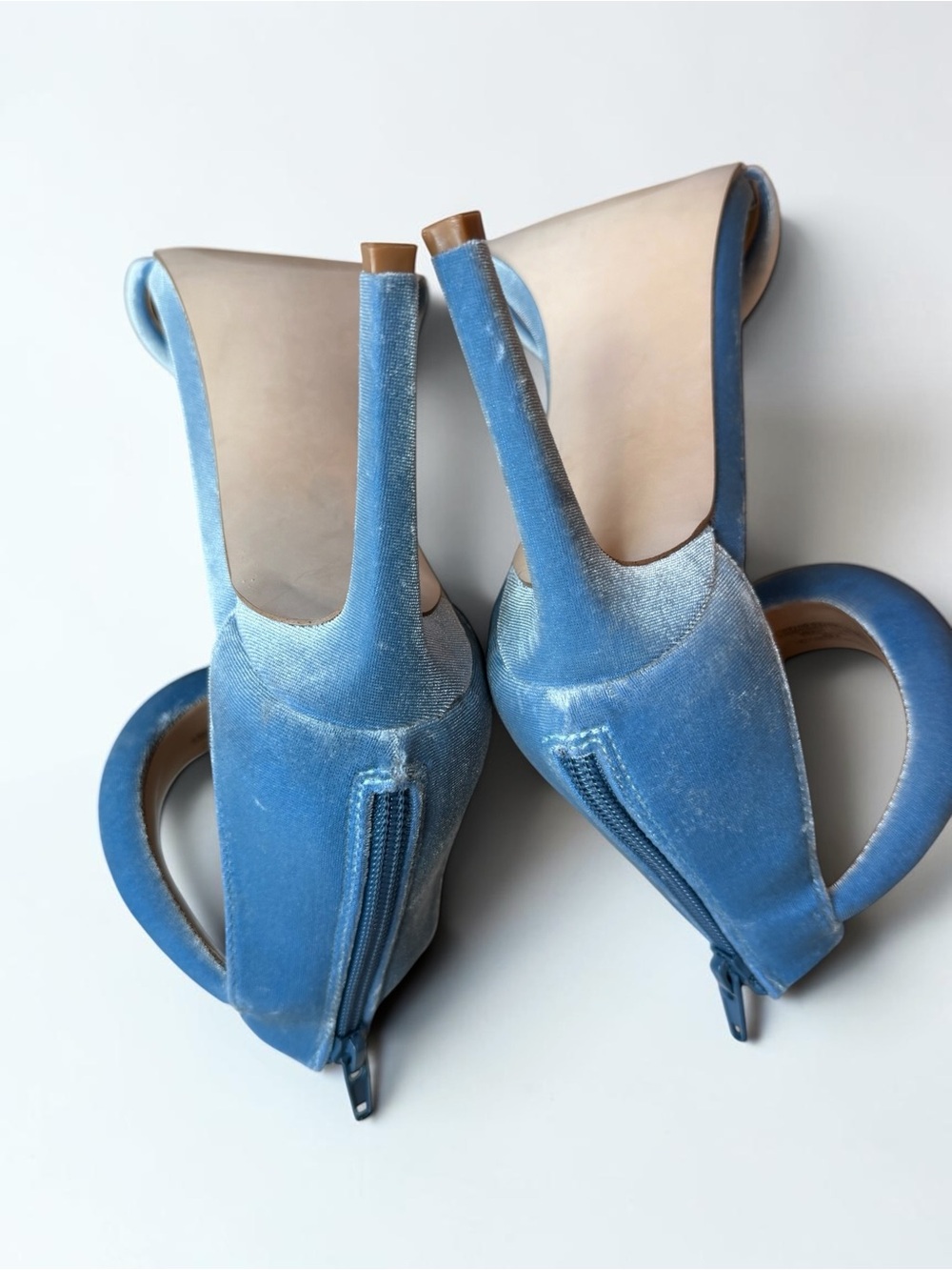 Steve Madden Powder Blue Velvet Ankle-Strap Stiletto Sandals - Picture 11 of 14